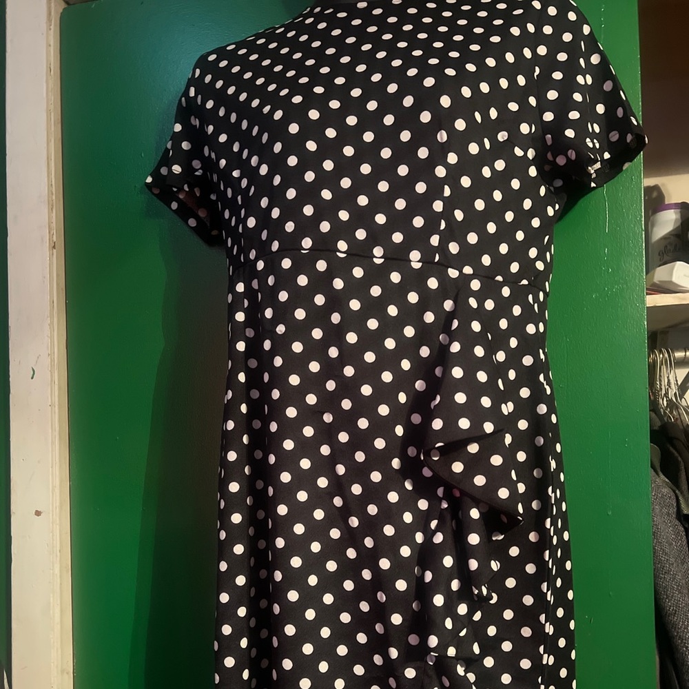 Black polka dot fitted tight dress Sz. 2xl